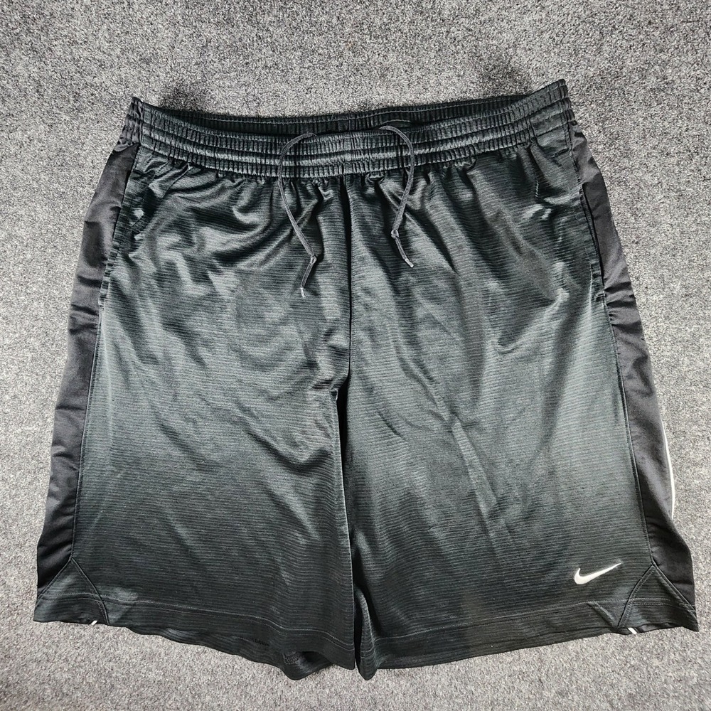 Nike Mens Basketball Dazzle Shorts Black Textured White Swoosh 3XL Lounge EUC